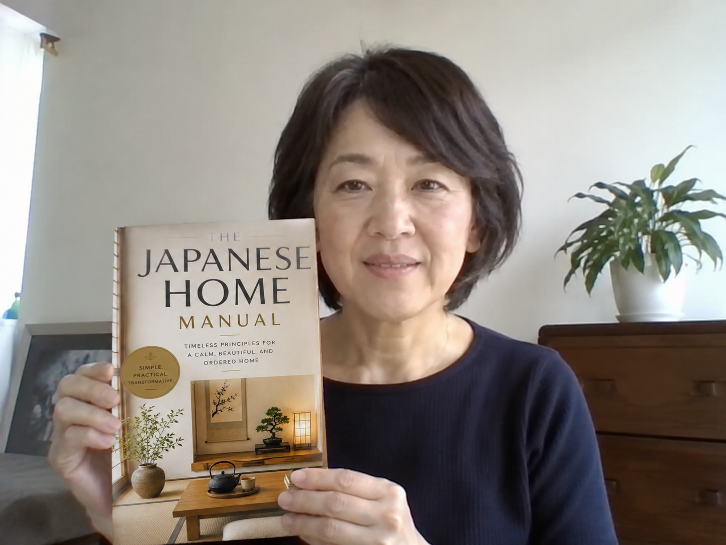 A reader holding The Japanese Home Manual